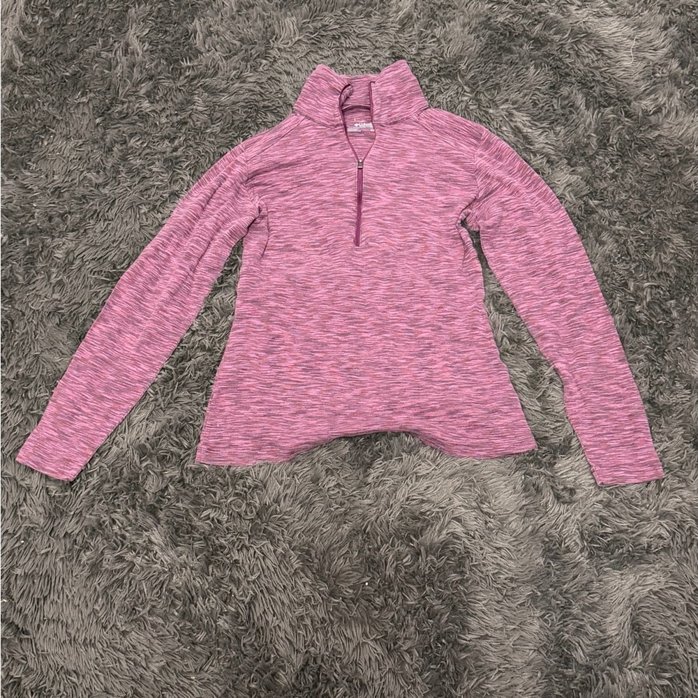 Columbia Purple and Pink Striped Quarter-Zip Pullover